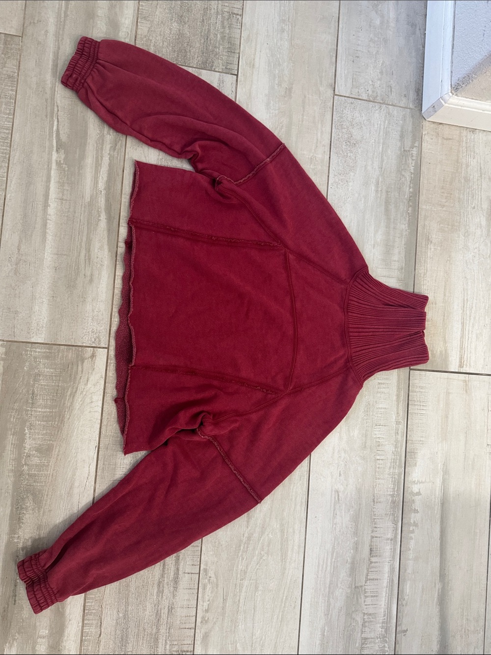 aerie Women's Ribbed Funnel Neck Sweater - Burgundy